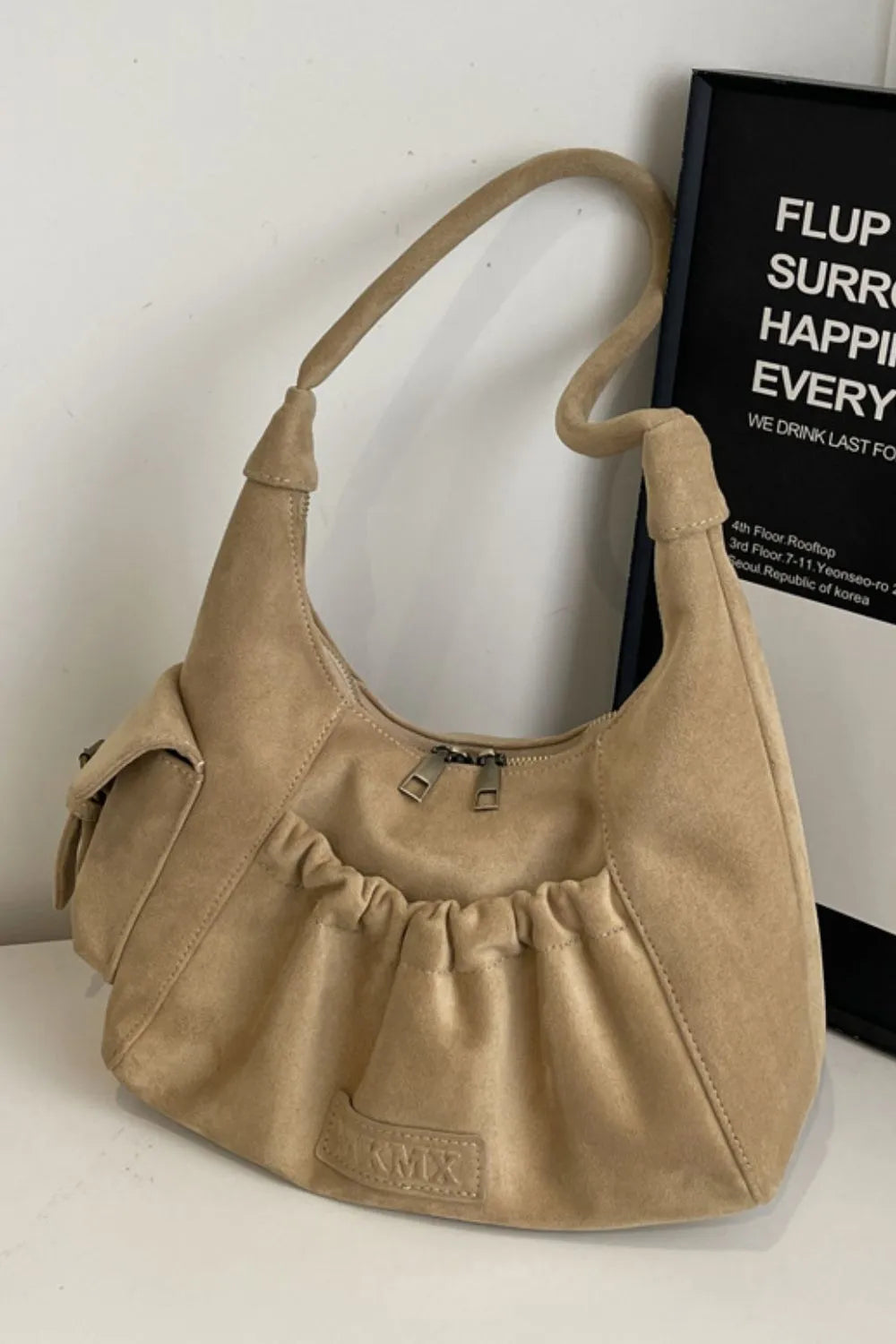 Women's Fashion Premium Ruched Suede Zipper Handbag in Four Gorgeous Trending Colors 🤩