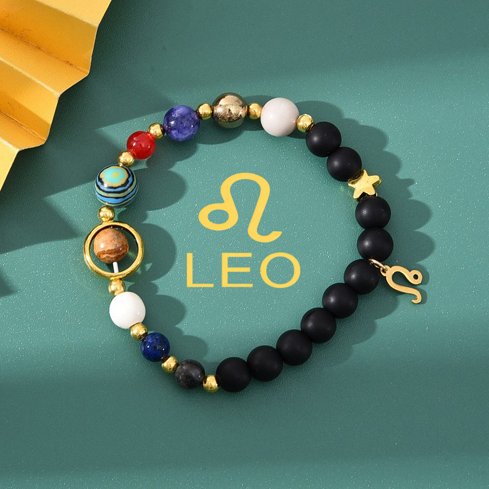 Super Cool Zodiac Beaded Bracelet - Natural Stone Beaded Tiger's Eye with Zodiac Picture Card 😎