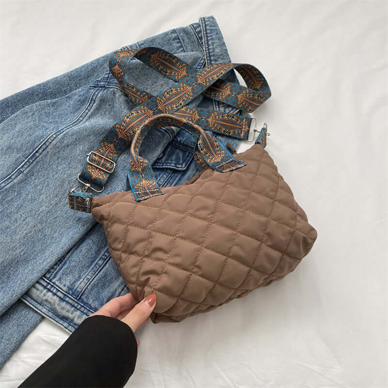 Quilted Casual Tote Bag-Handbag or Convert to Stylish Simple Crossbody Shoulder Bag 👜