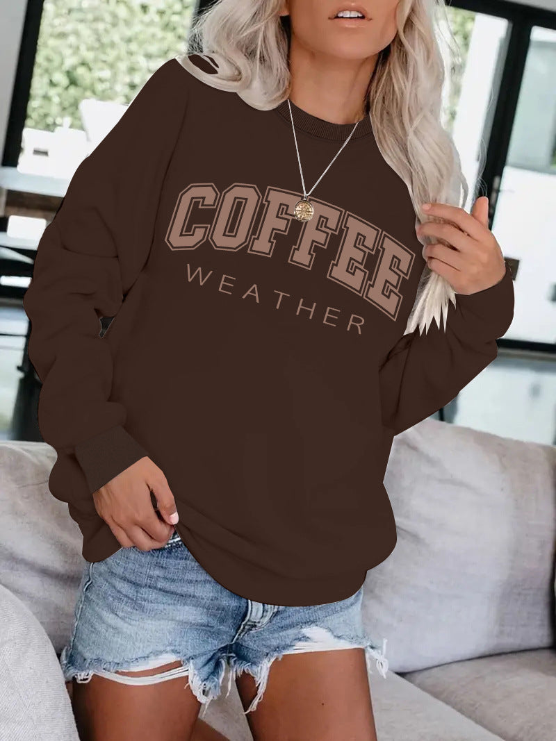 Women's Autumn Colors COFFEE Pattern Sweatshirt - Cozy Seasonal Comfort ! ☕️♨️