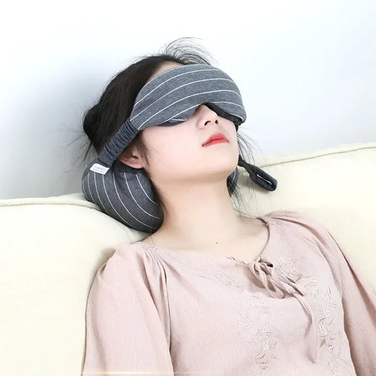 Portable Eye Mask and 2-in-1 Neck Pillow - Soft Cotton and Foam Filled Relief for Eyes and Neck