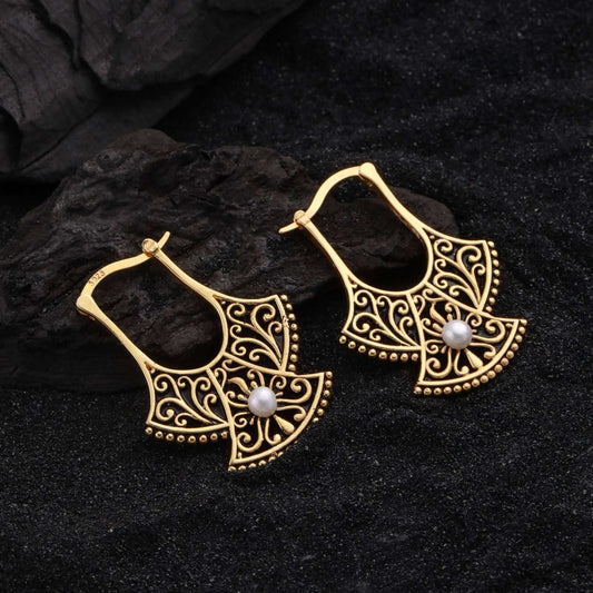 Chic Gold Phoenix Tail Earrings for Women - Copper Geometric Styling