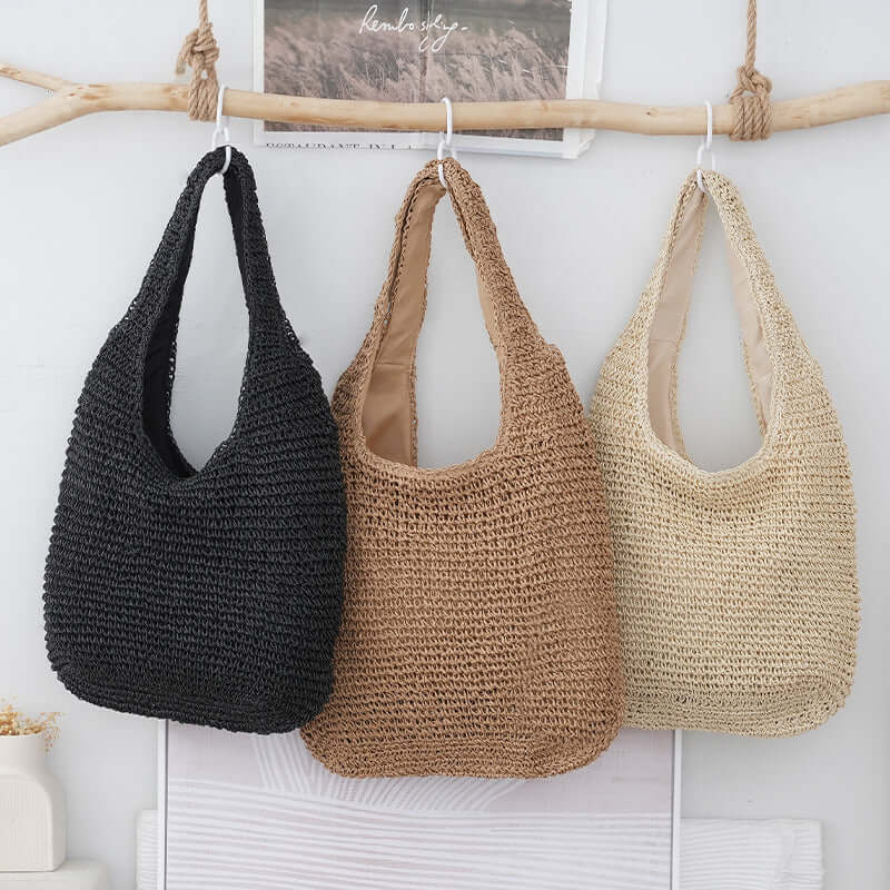 Versatile Woven Handbag - Practical Urban Minimalist Vacation Zipper Tote