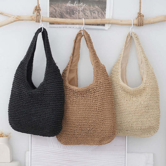 Versatile Woven Handbag - Practical Urban Minimalist Vacation Zipper Tote