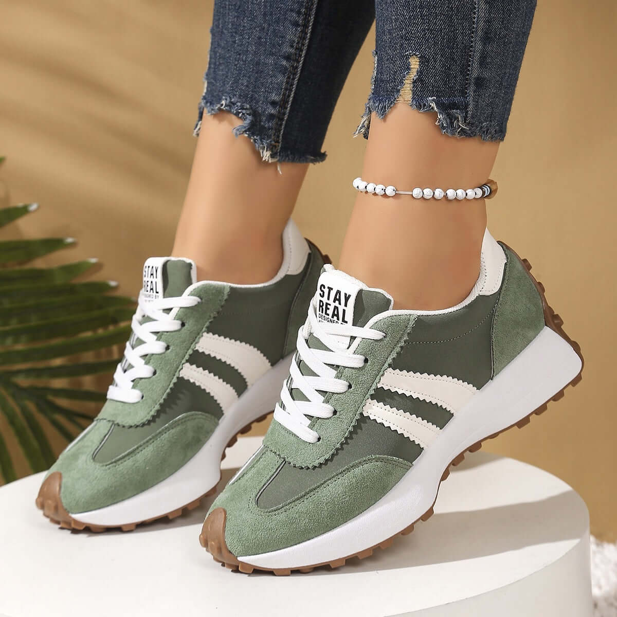 Women's Chunky Sole Athletic Sneakers - Height Increasing Sporty Fashion