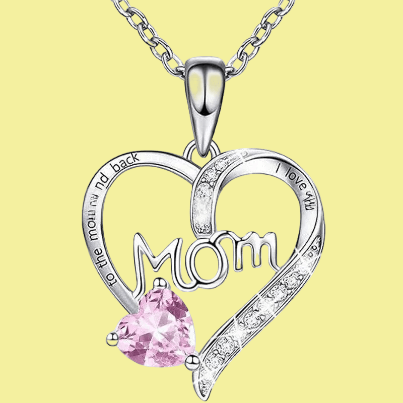 Gorgeous GIFTABLE Colored Stone Options 'MOM' Necklace - Love Heart-shaped Engraved Rhinestone 💝