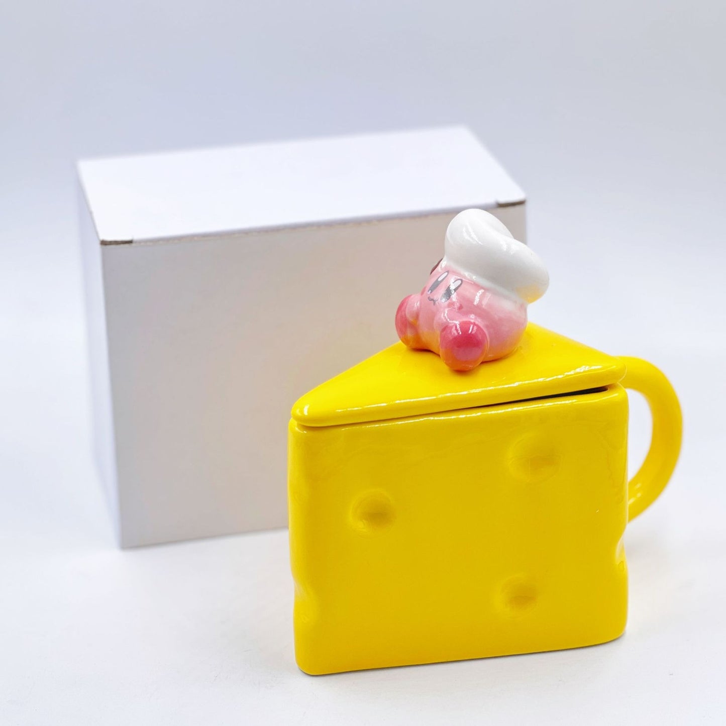 Cute Pink Madou Cartoon Chef Star Ceramic Mug with Lid - Burger & Cheese Options Also Available ☕️