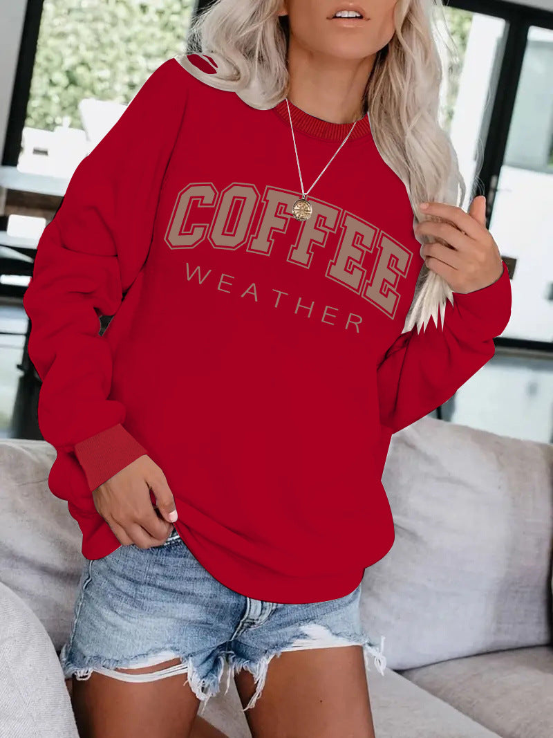 Women's Autumn Colors COFFEE Pattern Sweatshirt - Cozy Seasonal Comfort ! ☕️♨️