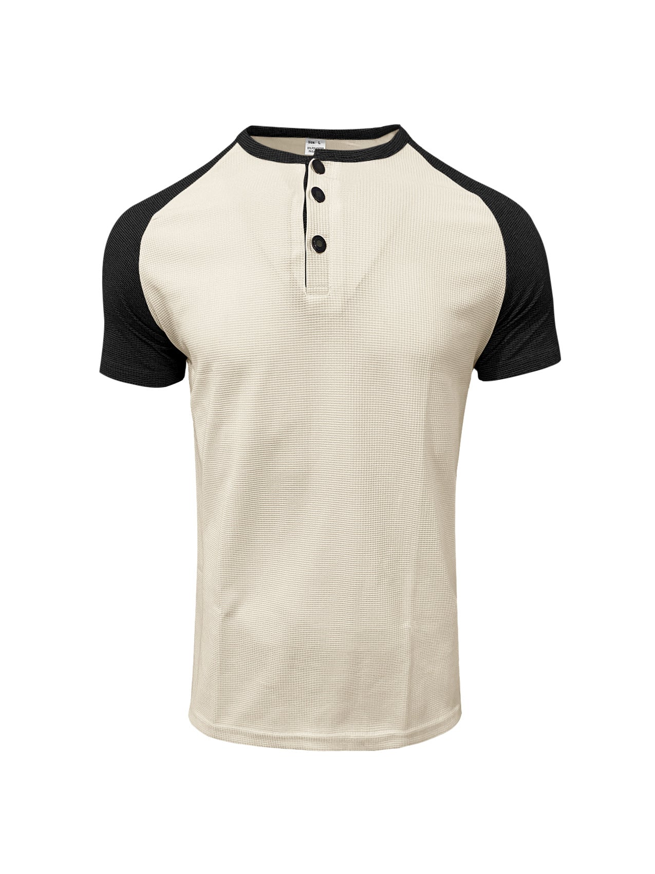 Men's Round Neck Trendy Sports Shirt - Solid with Offset Color Sleeves, Button Down Front 😎