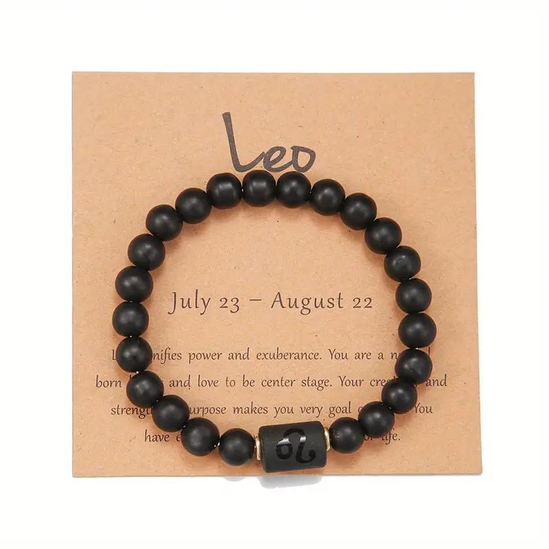 Super Cool Zodiac Beaded Bracelet - Natural Stone Beaded Tiger's Eye with Zodiac Picture Card 😎