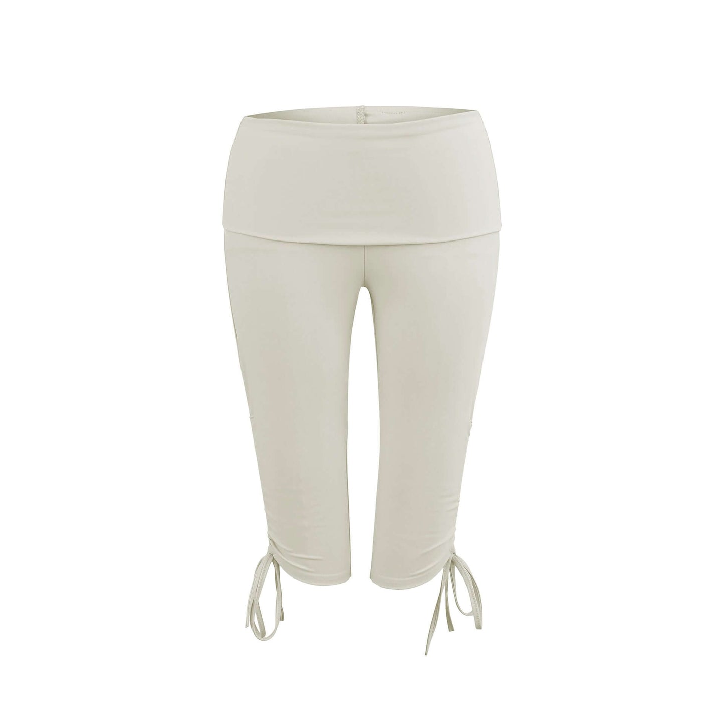 Trendy Elastic Slim-Fit Mid-Length Yoga Pants - Colorful Options with High-Waist and Side Drawstring