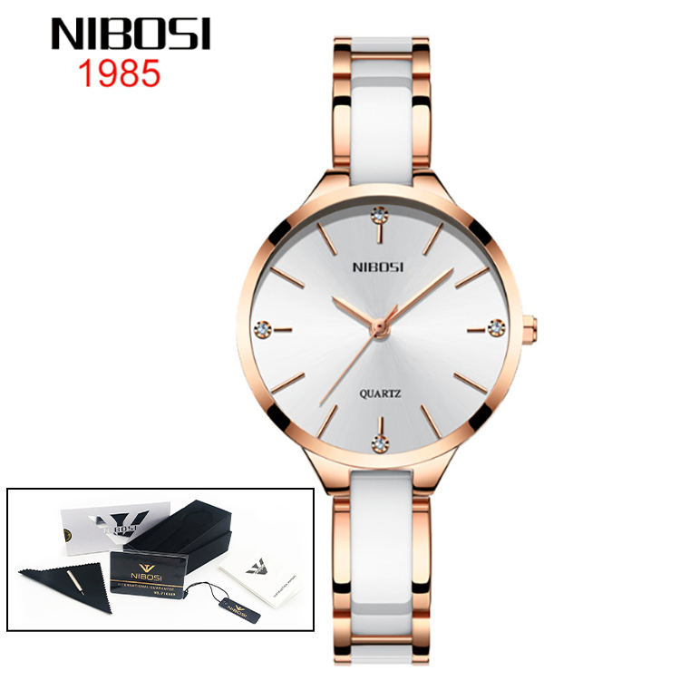 NIBOSI Couples Creative Luxury Ceramic Bracelet Watches - Quartz Movement, Waterproof 30M