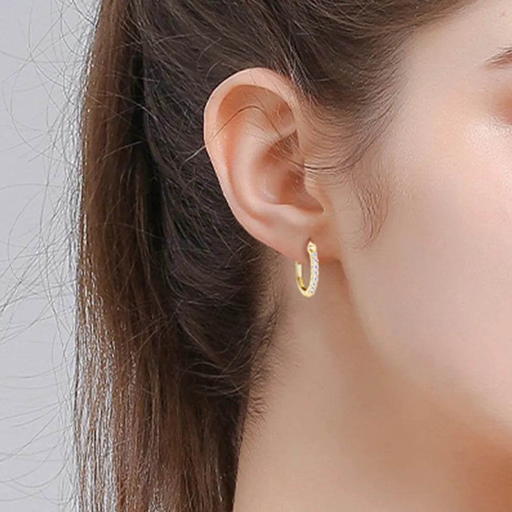 Moissanite Huggie Earrings - Stunning and Luxurious Gold and 925 Sterling Silver