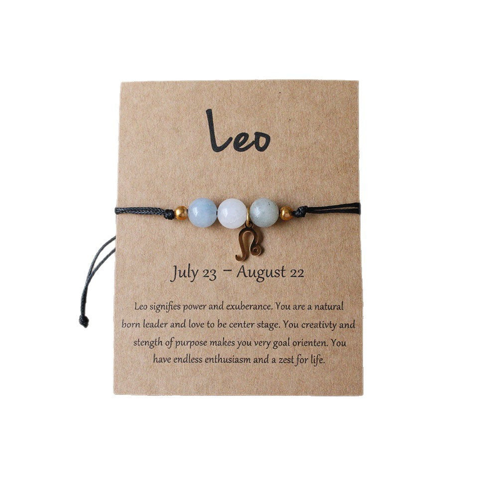 Super Cool Zodiac Beaded Bracelet - Natural Stone Beaded Tiger's Eye with Zodiac Picture Card 😎