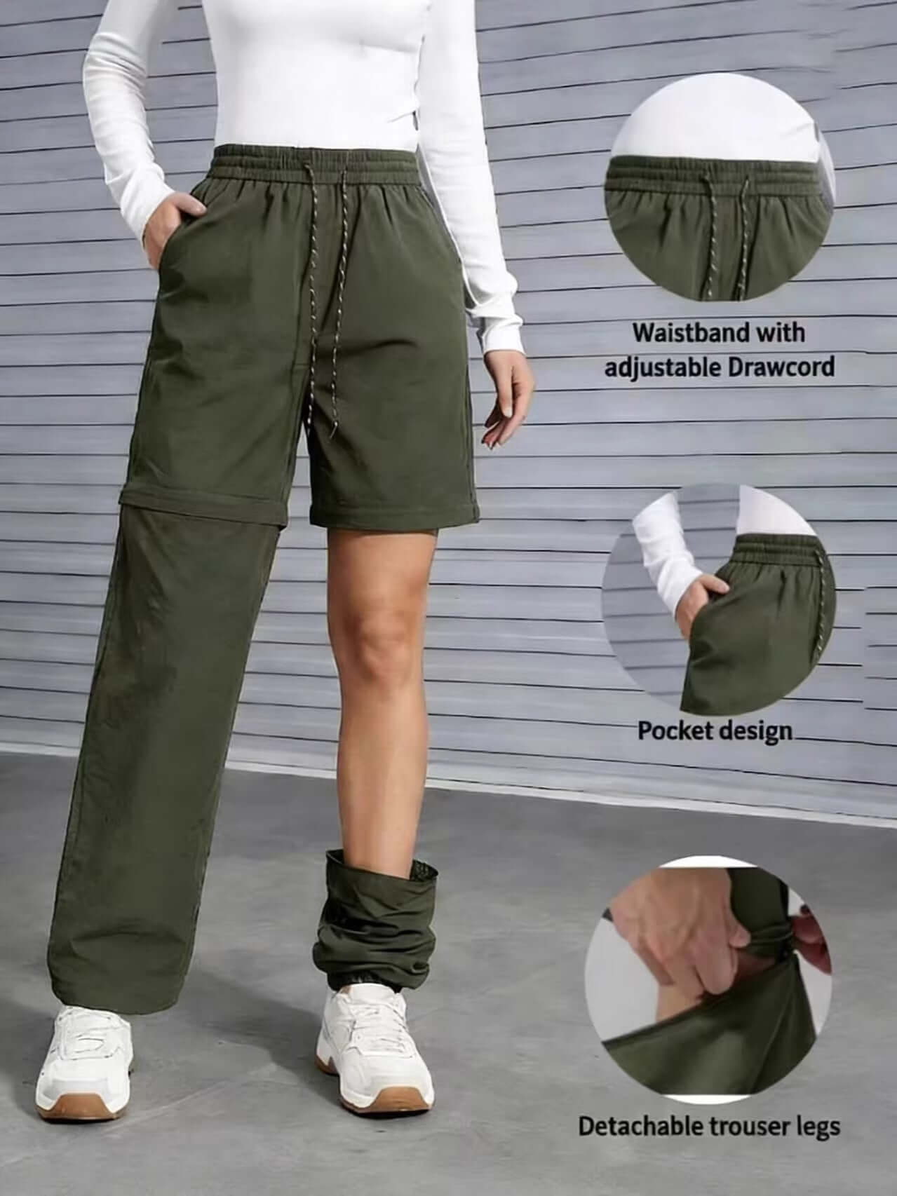 Women's Convertible Recreation Pants - Waterproof Quick-Dry Cargo Trousers with Zip-Off Legs