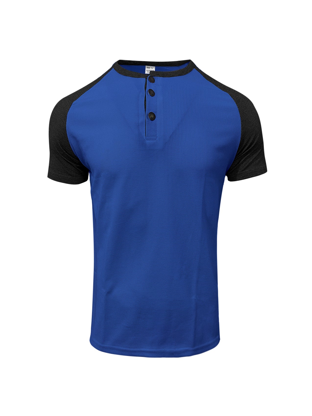 Men's Round Neck Trendy Sports Shirt - Solid with Offset Color Sleeves, Button Down Front 😎