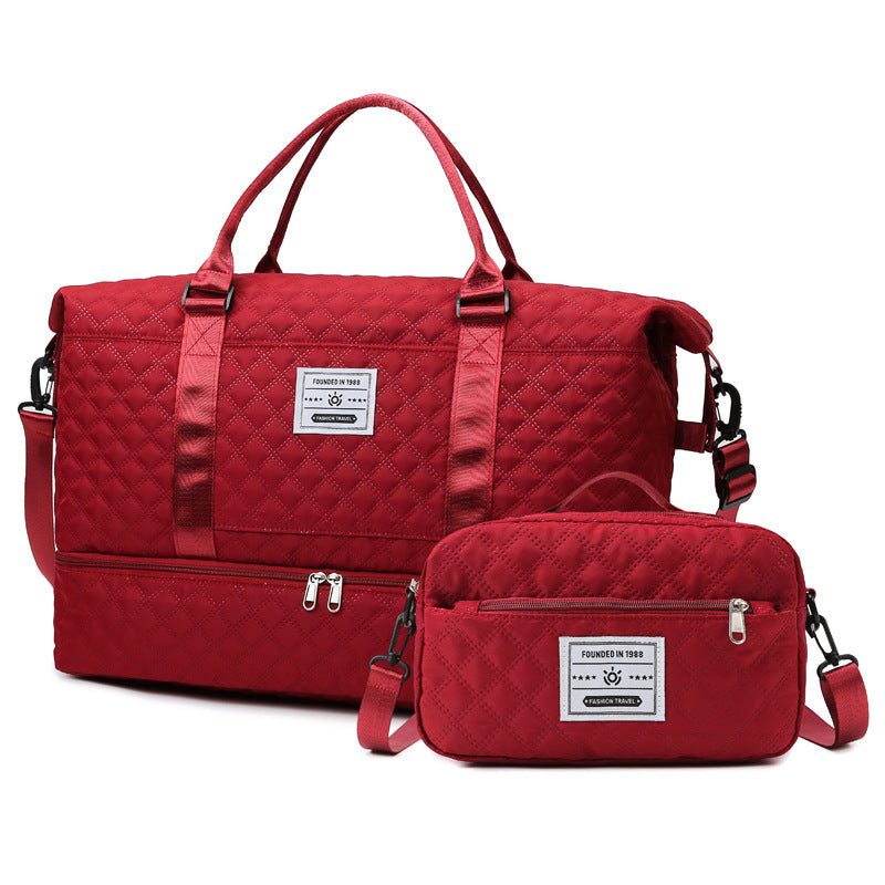 Large Capacity Sports and Yoga 2 Bag SET - Quilted Dry-Wet Separation Shoe Compartment Travel Bag