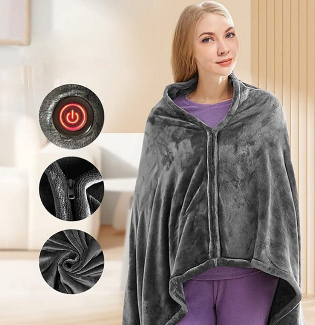 Warm & Cozy USB Heating Blanket - Coral Fleece Electric Zipper Blanket with Three Heat Temperature Settings ♨️
