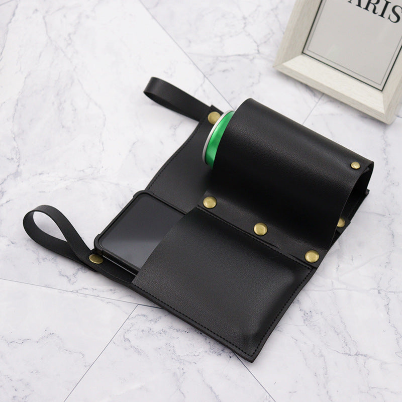 Durable Camping Chair Leather Armrest Storage Bag - Convenient Storage for Beverage + Cell Phone and More !