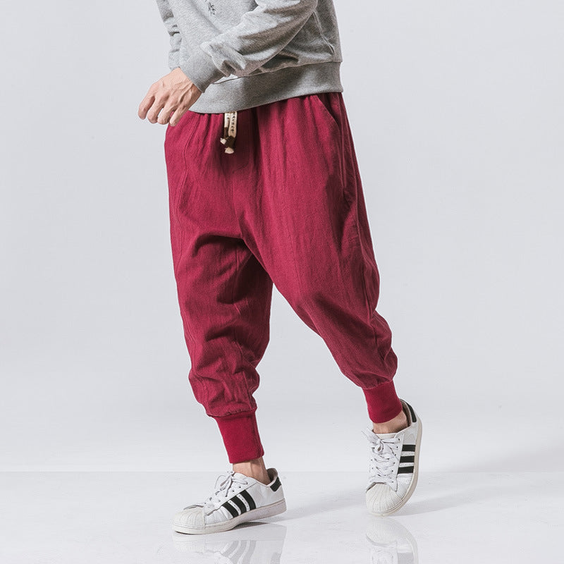 Men's Chic Sporty Linen House Pants with Crimped Leg Cuff - Grab 2 Colors while Supplies Last ! 🛍🏃‍♂️