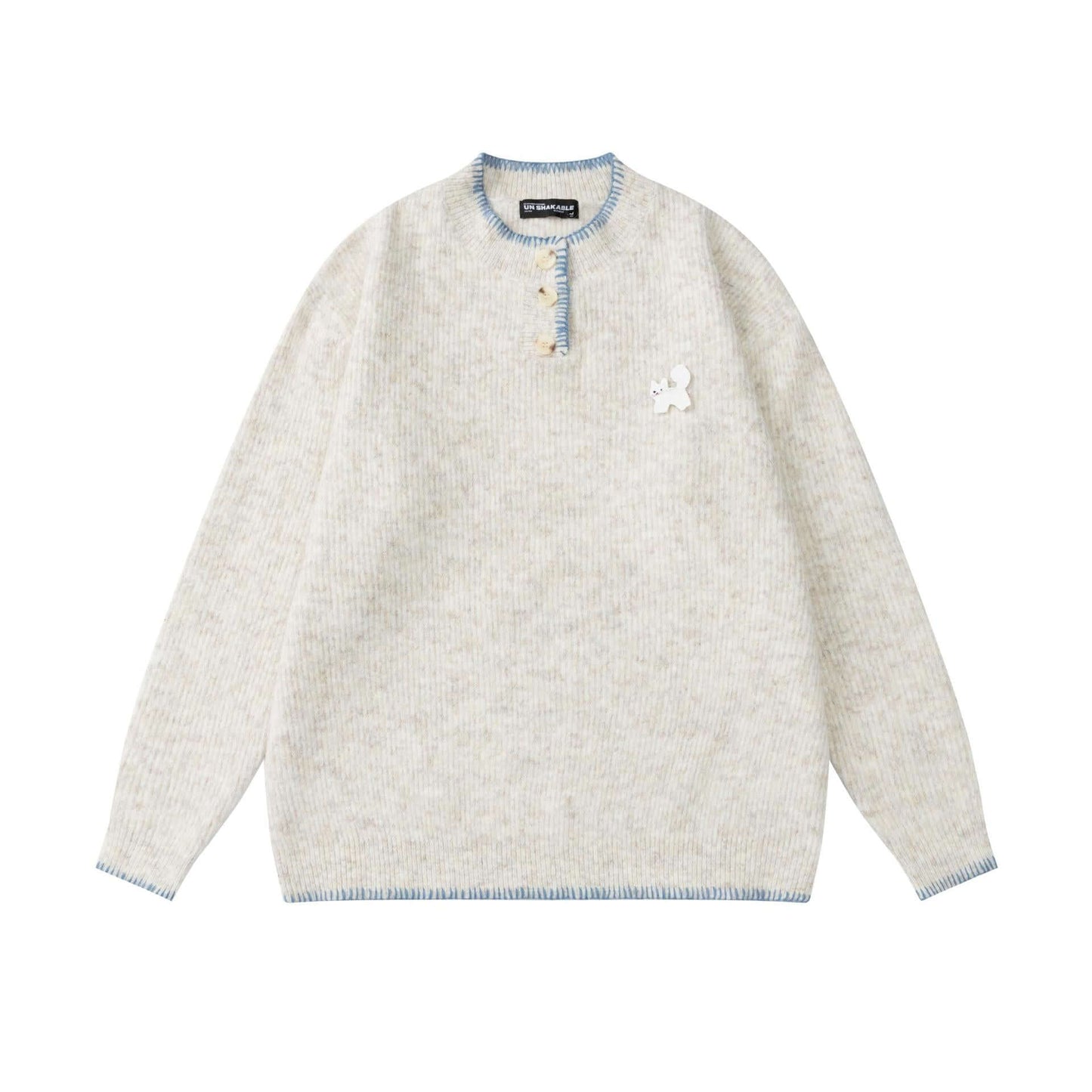 Classic Warm Comfortable Knitted Sweater - Fun Dog 🐶 Embroidery Round Neck