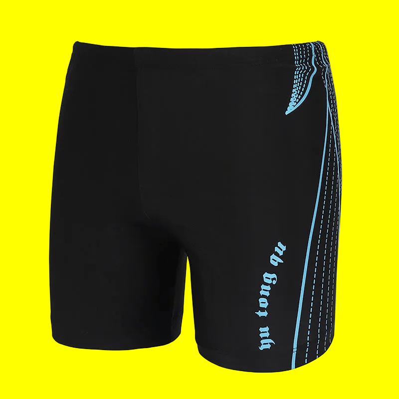Large Sizes Striped Men's Swimming Trunks and Cap with Three-Dimensional Elastic Waistband 🏊‍♀️