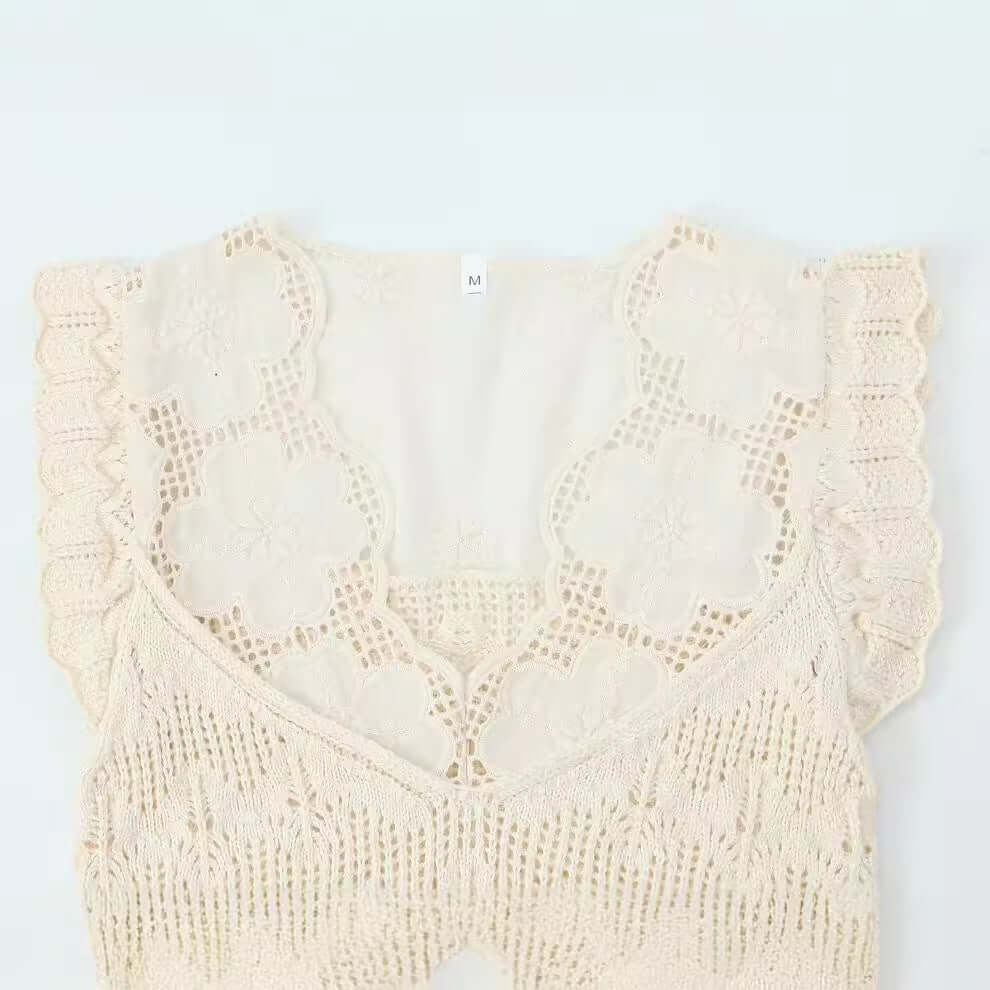 Women's Gorgeous Chic Casual Top - Breathable Decorative Stitch Temperament V-neck Flying Sleeves