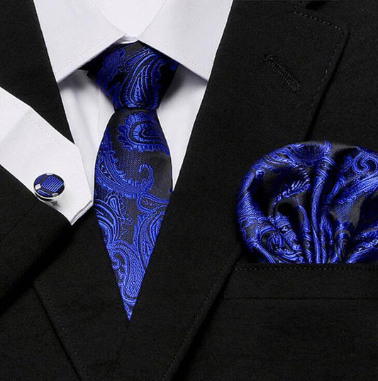 Men's Fashion Floral Formal Set - Tie + Handkerchief + Cufflinks