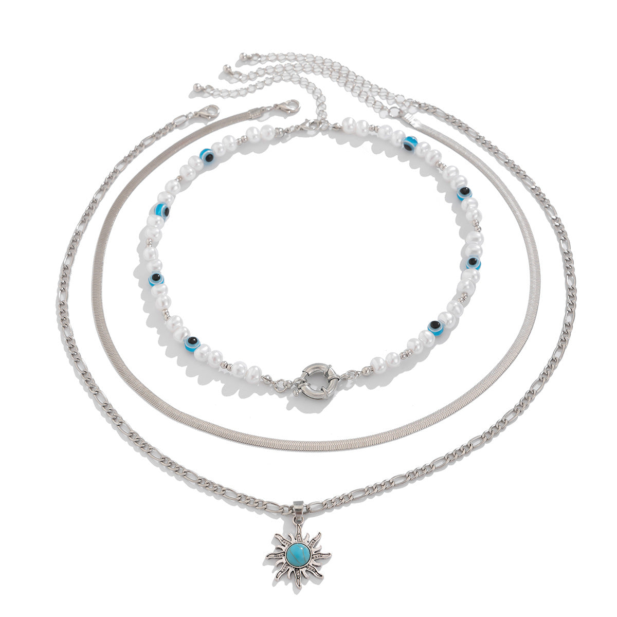 Gorgeous Three-Layered Necklace - Stunning Beaded Pearls & Turquoise Radiate Unique Style 🤩