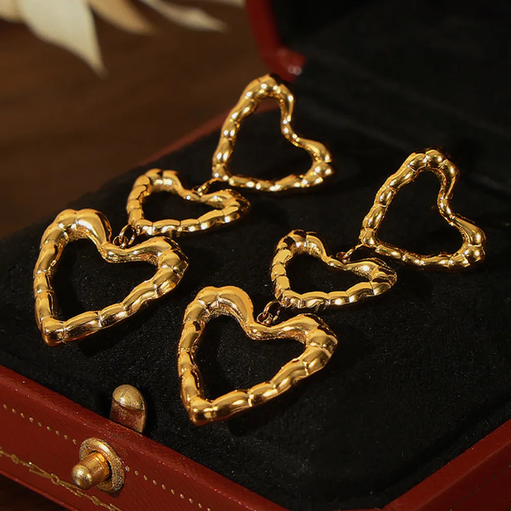 Gorgeous Gold or Silver Titanium Steel Heart Earrings ❤️ Great for Gifts !
