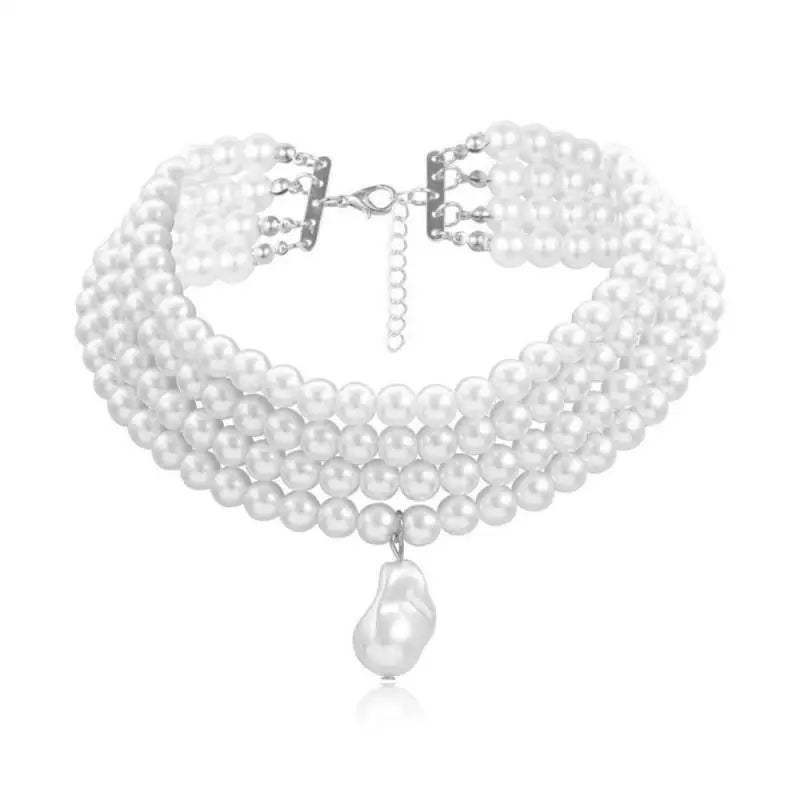 Stunning Fashion Alloy & Pearl Necklace -  Exquisite Temperament Multi-Layer Pendant Clavicle Chain