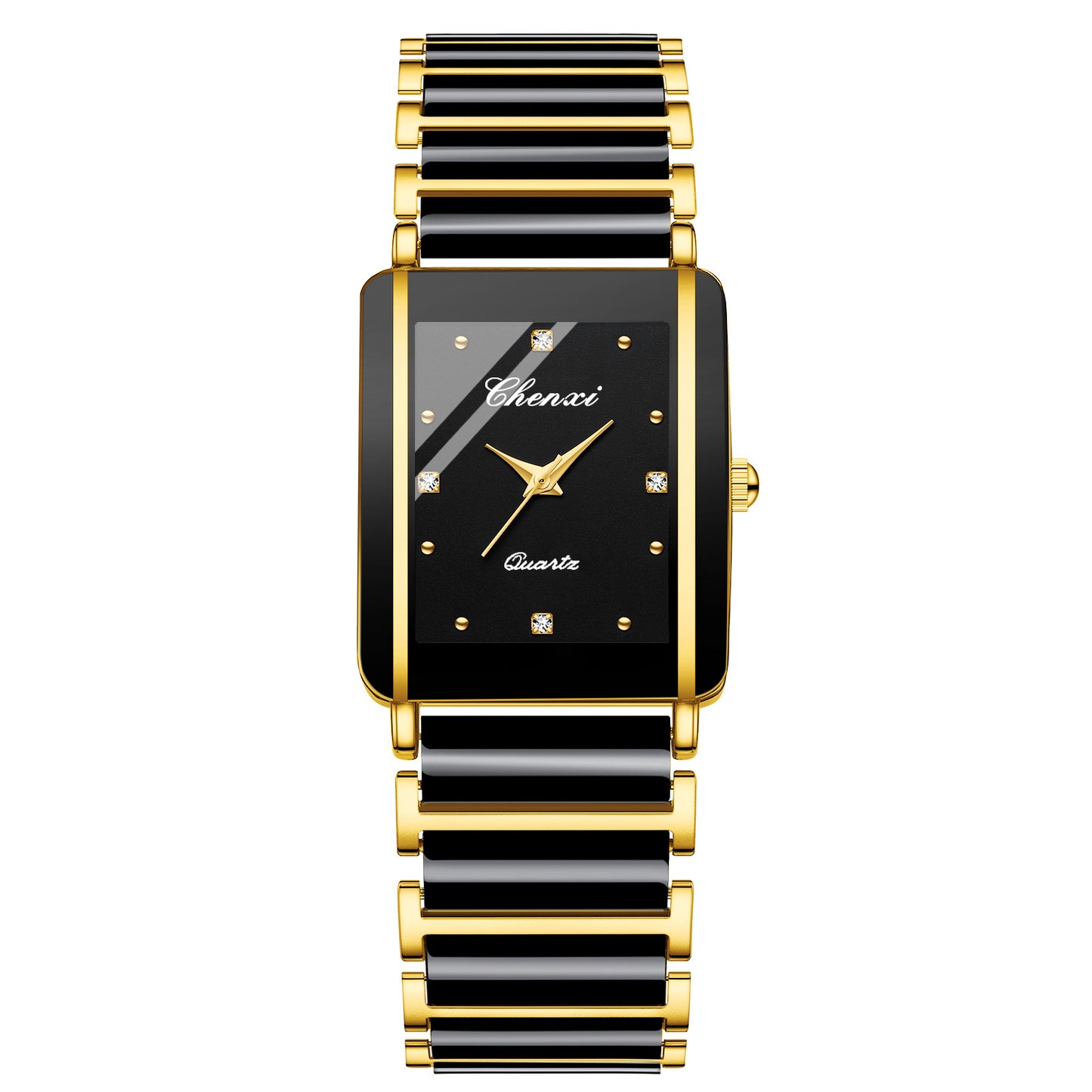 Gorgeous Square Couples Watches - Ceramic Quartz Reinforced Glass, Waterproof, in Gold, Silver, Black ⌚️