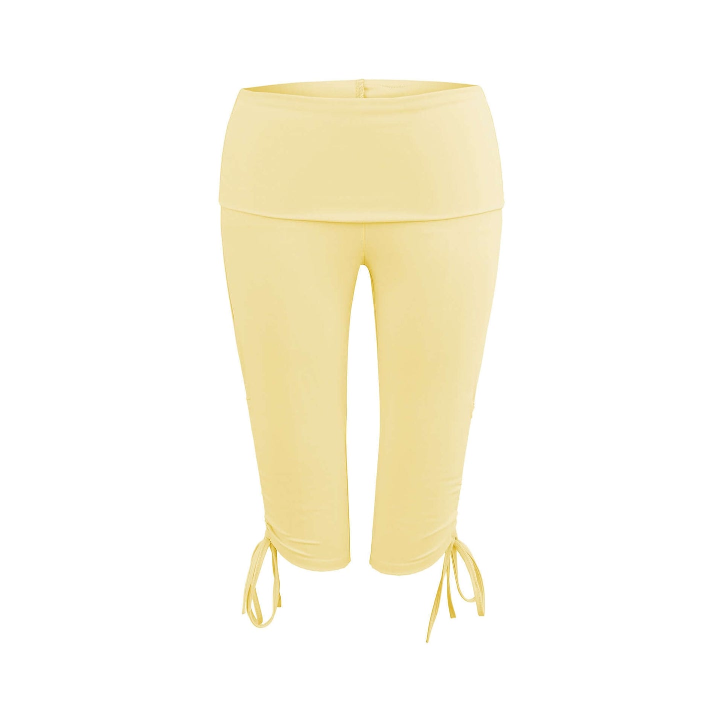 Trendy Elastic Slim-Fit Mid-Length Yoga Pants - Colorful Options with High-Waist and Side Drawstring