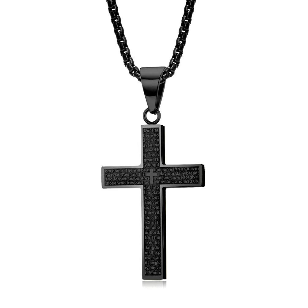 Lord's Prayer Cross Necklace | Titanium Steel Keepsake