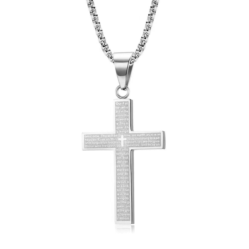 Lord's Prayer Cross Necklace | Titanium Steel Keepsake