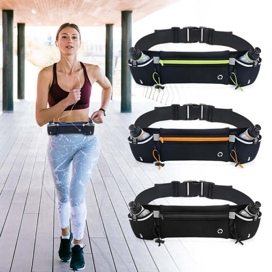 Sports and Fitness Waist Bag - Dual Pockets - Zipper Pouch