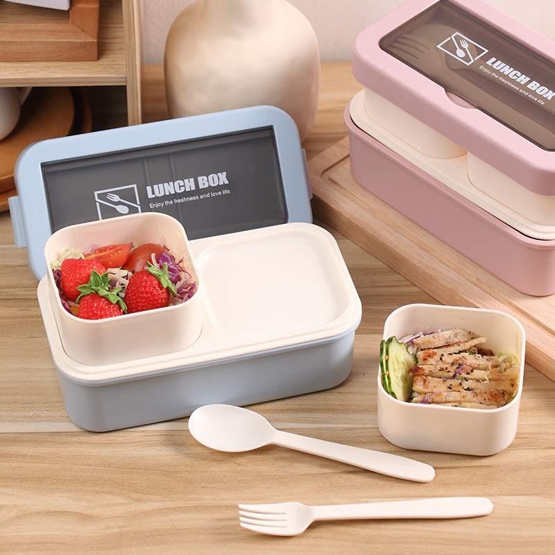 Hip Design Microwaveable Lunch Box - Double-tiered with Utensil Storage
