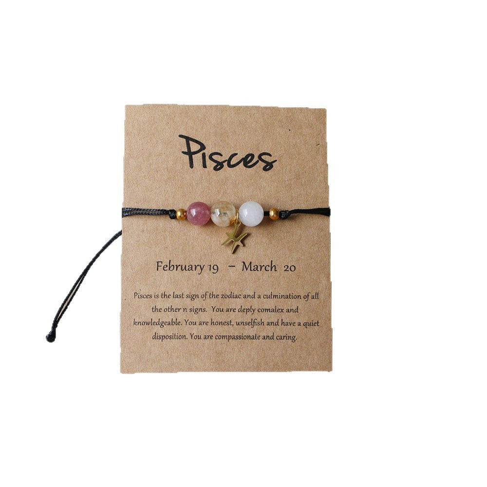 Super Cool Zodiac Beaded Bracelet - Natural Stone Beaded Tiger's Eye with Zodiac Picture Card 😎