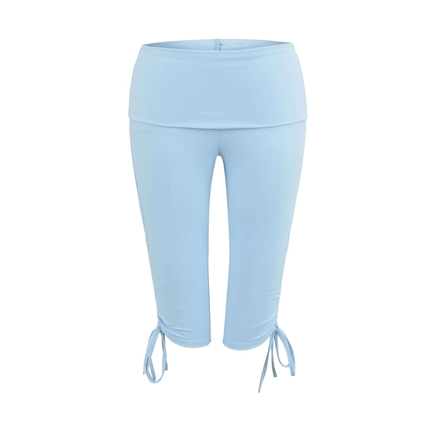 Trendy Elastic Slim-Fit Mid-Length Yoga Pants - Colorful Options with High-Waist and Side Drawstring