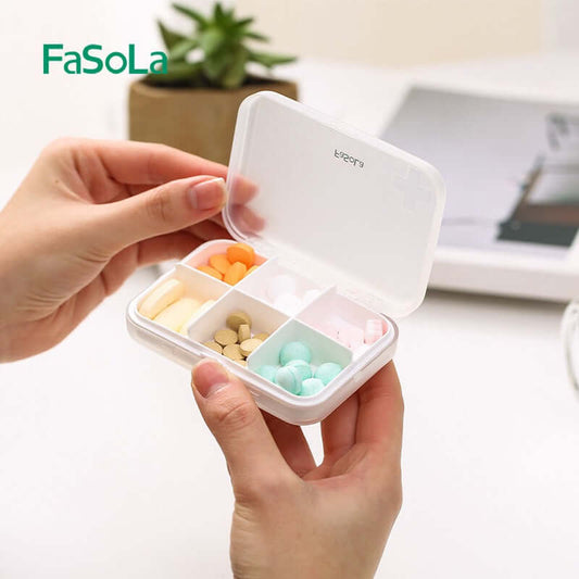 FaSoLa Simple Mini Pill Box - Six Compartment Sealed Moisture Proof 💊