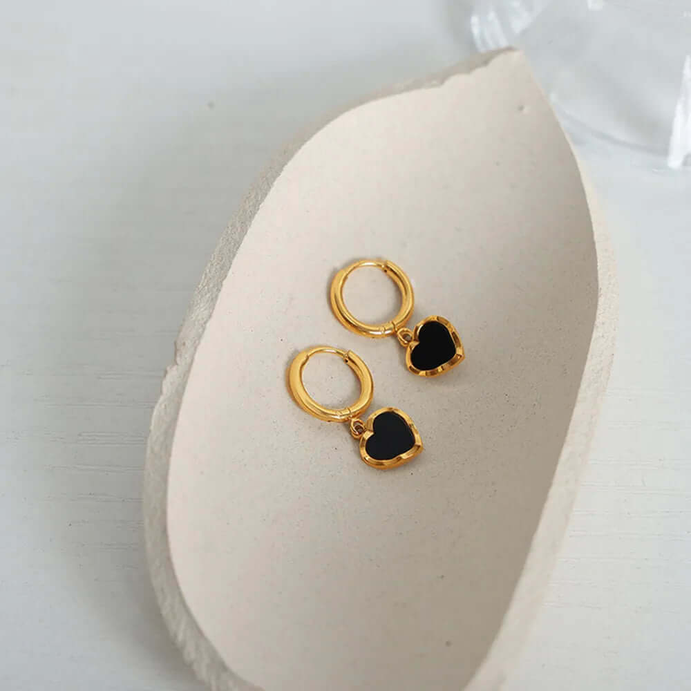 Gorgeous Giftable 💝 18K Gold-Plated Heart Drop Earrings - Titanium Steel