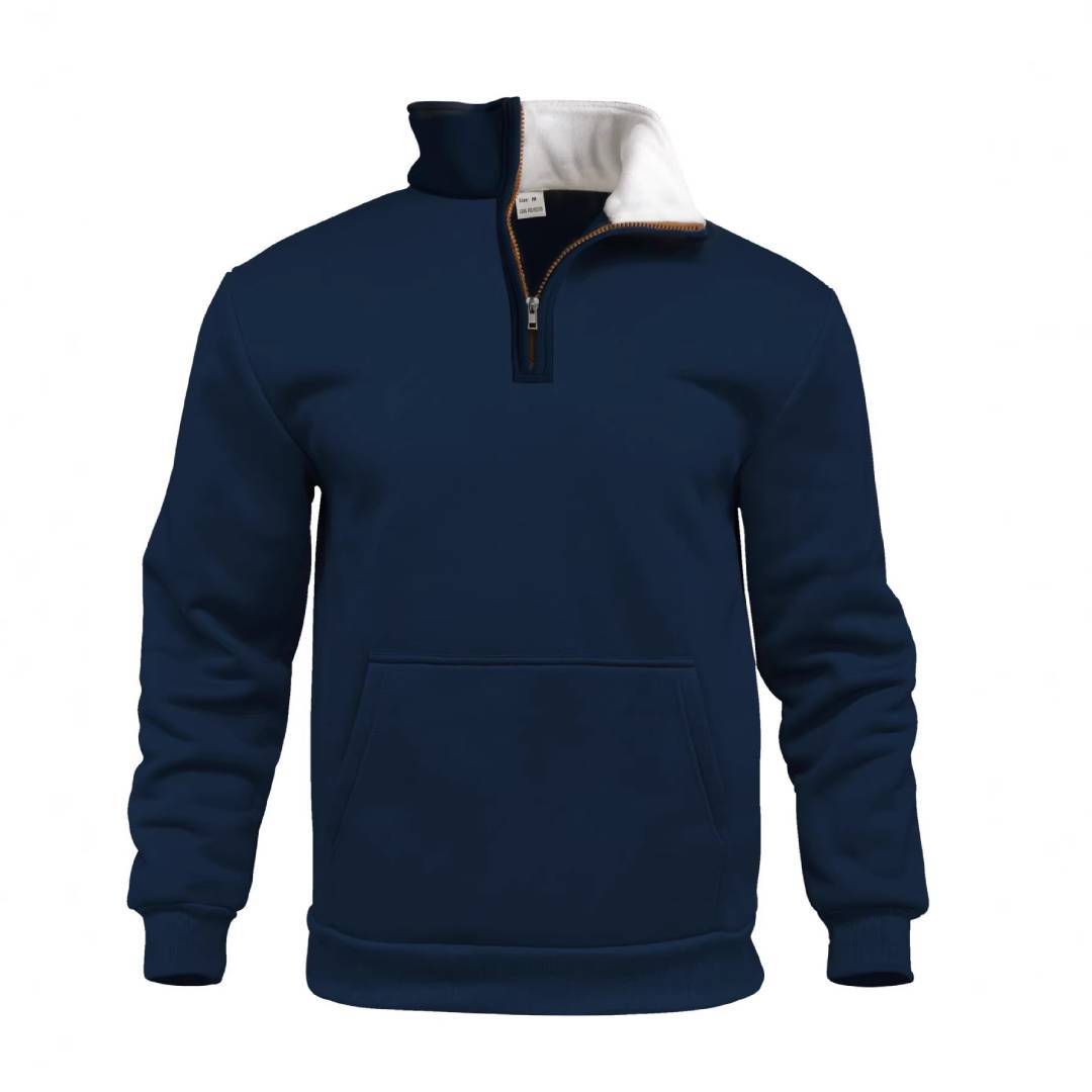 Men's Warm Autumn and Winter Waffle Knit Sweatshirt with Pouch Pocket and Stand-up Collar ♨️