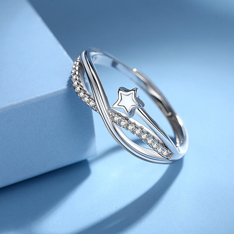 Women's Gorgeous Giftable Double-layered Star Ring 💝🌟 in White and Yellow Gold * Buy 2, Save More !