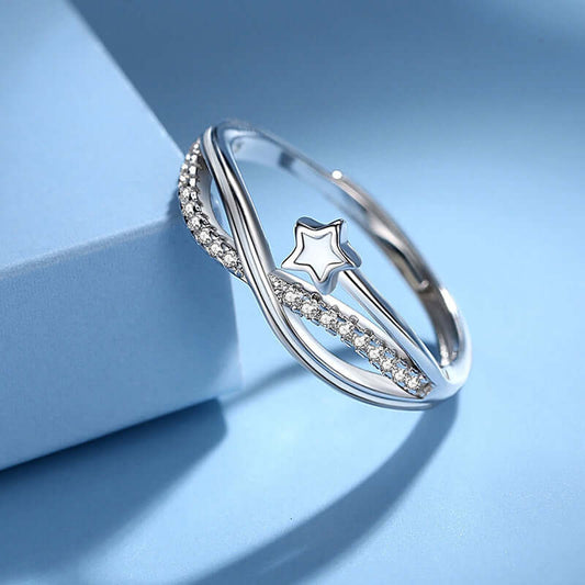 Women's Gorgeous Giftable Double-layered Star Ring 💝🌟 in White and Yellow Gold * Buy 2, Save More !