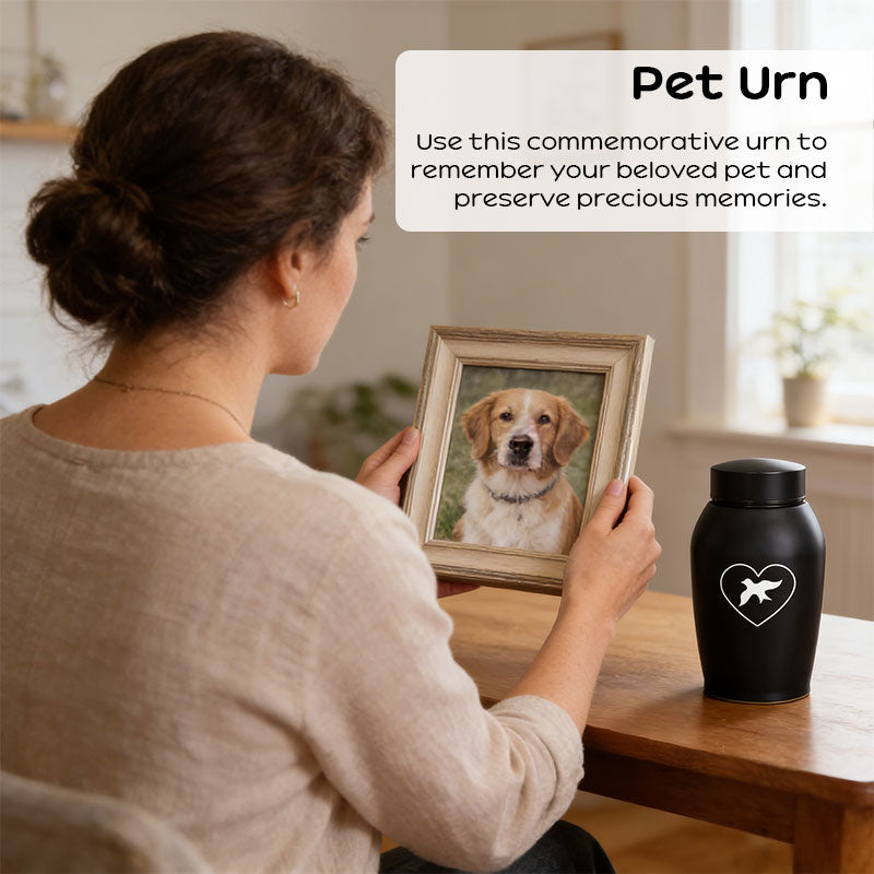 Durable Stainless Steel Pet Memorial Urn 🐾 Black Portable & Moisture-Proof Ash Keepsake Designed for Small Pets