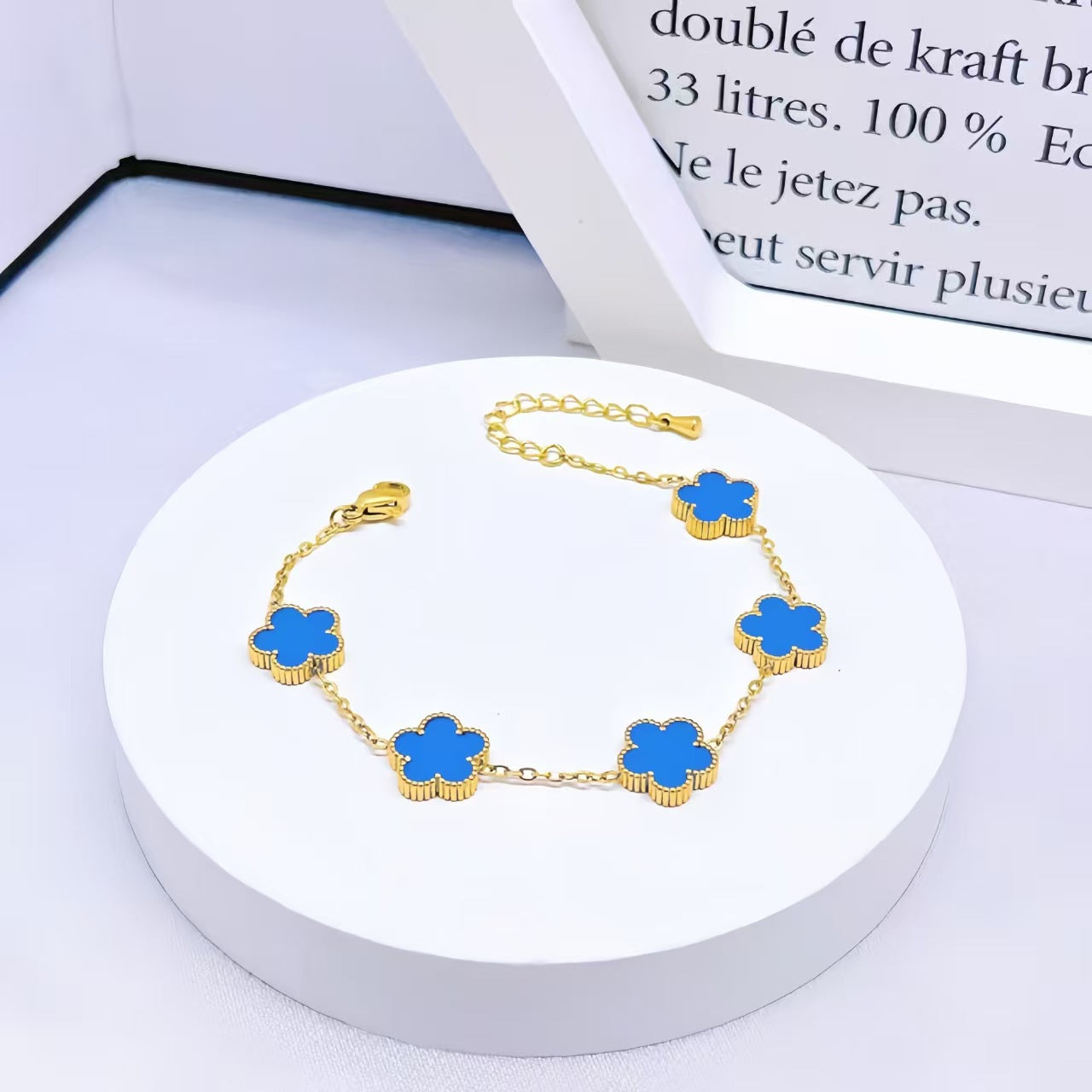 Gorgeous 4pc. Titanium Steel Jewelry SET - Great Value Floral Necklace + Bracelet + Earrings + Ring in Beautiful Colors