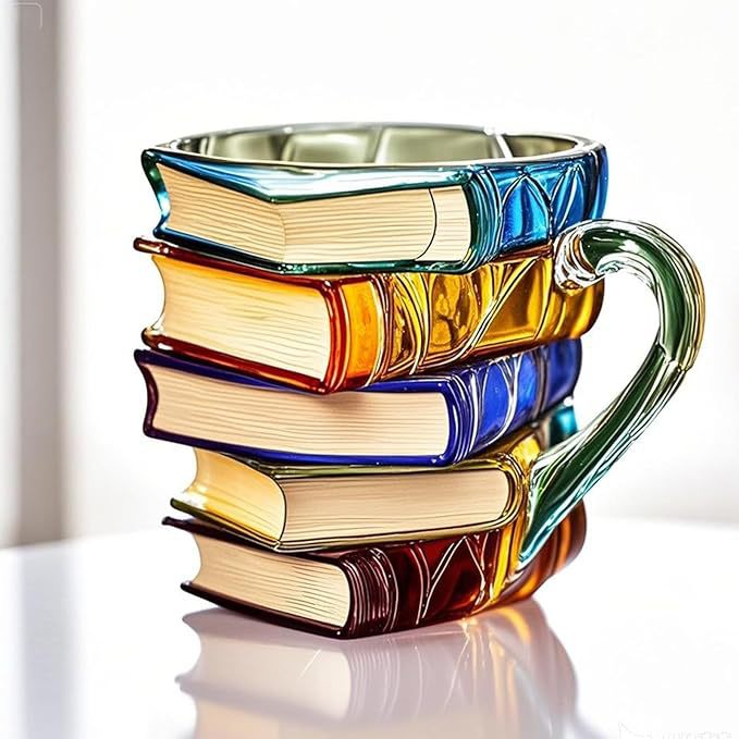 Hip Look Unique Stacked Books Coffee Cup - Clever Design Giftable For Coffee Lovers ! ☕️ 💝