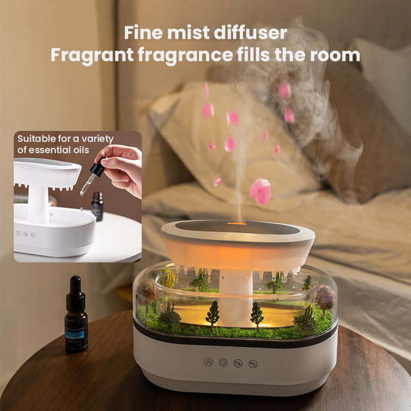 Beautiful Raindrop Style Aroma Humidifier with Gradient Lighting, White Noise, & Essential Oil Diffusion for Home