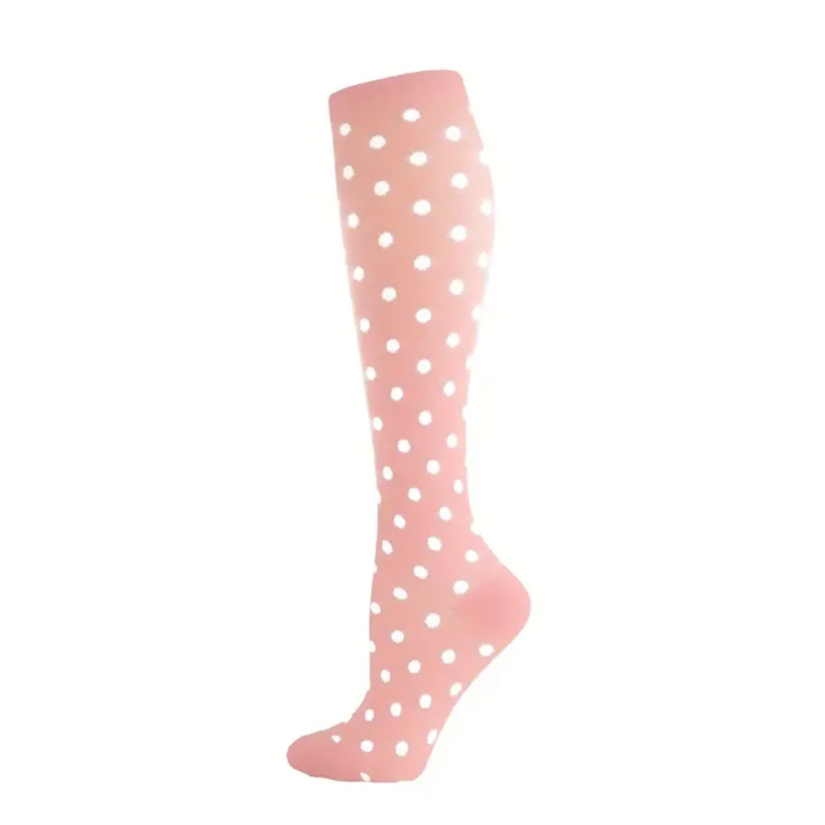 Women's Calf Length Compression Sports Socks - Anti-Slip, Sweat-absorbent, Solid & Polka Dots