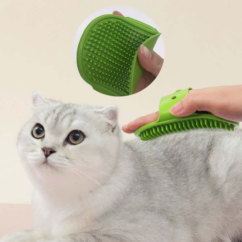 Soft Rubber Silicone Dog & Cat Pet Bathing and Massage Brush with Hand Grip 🦮🐈‍⬛️